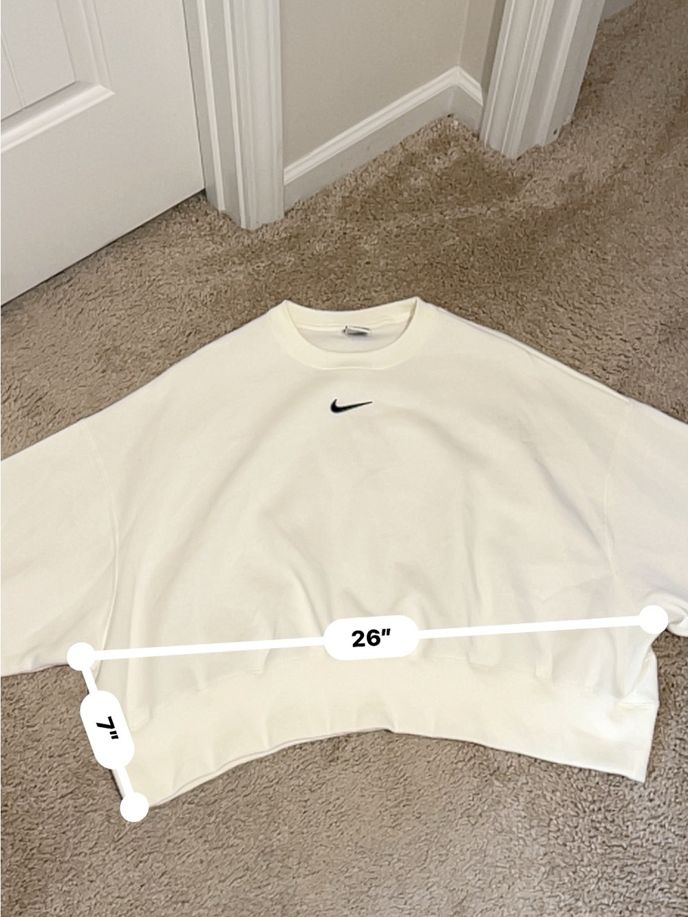 Nike Women’s Cream/Black Minimal Swoosh Crewneck Sweatshirt - Picture 6 of 6